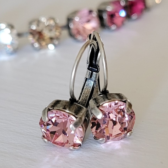 Austrian Crystal Earrings in Antique Silver - Picture 7 of 8